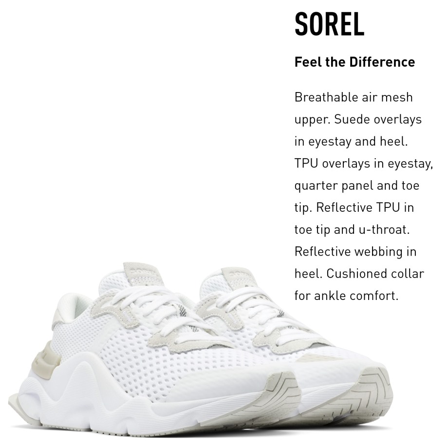 Sorel Belgique Chaussures à Lacets Cinétiques Rnegd Pour Femmes Blanches Légères
