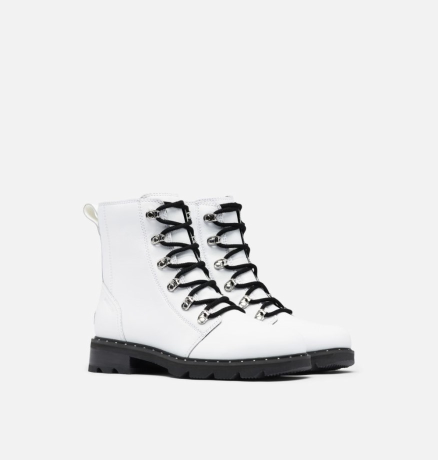 Sorel Belgique Bottes Imperméables à Lacets Lennox Pour Femmes Blanches