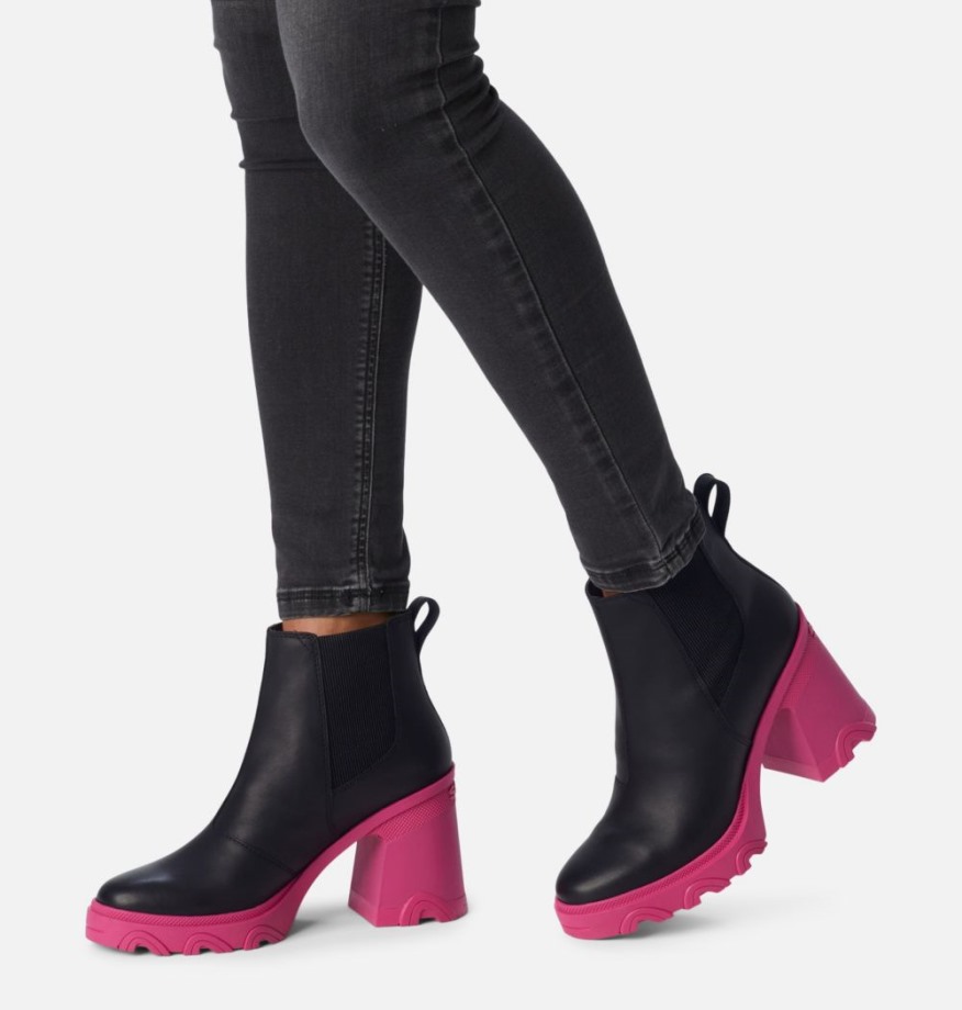 Bottines Chelsea Talon Brex Femme Noir-cactus Rose Sorel Belgique