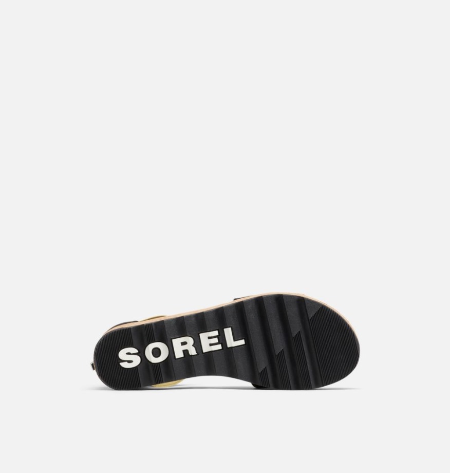 Sorel Belgique Black-olive Shade Cameron Sandales Compensées à Bride Cheville Pour Femmes