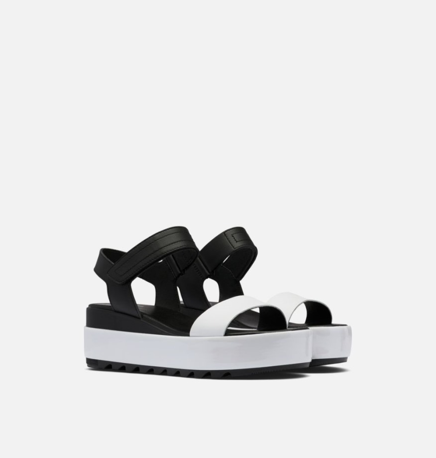 Sorel Belgique Sandale Compensée Cameron Femme Noir-blanc