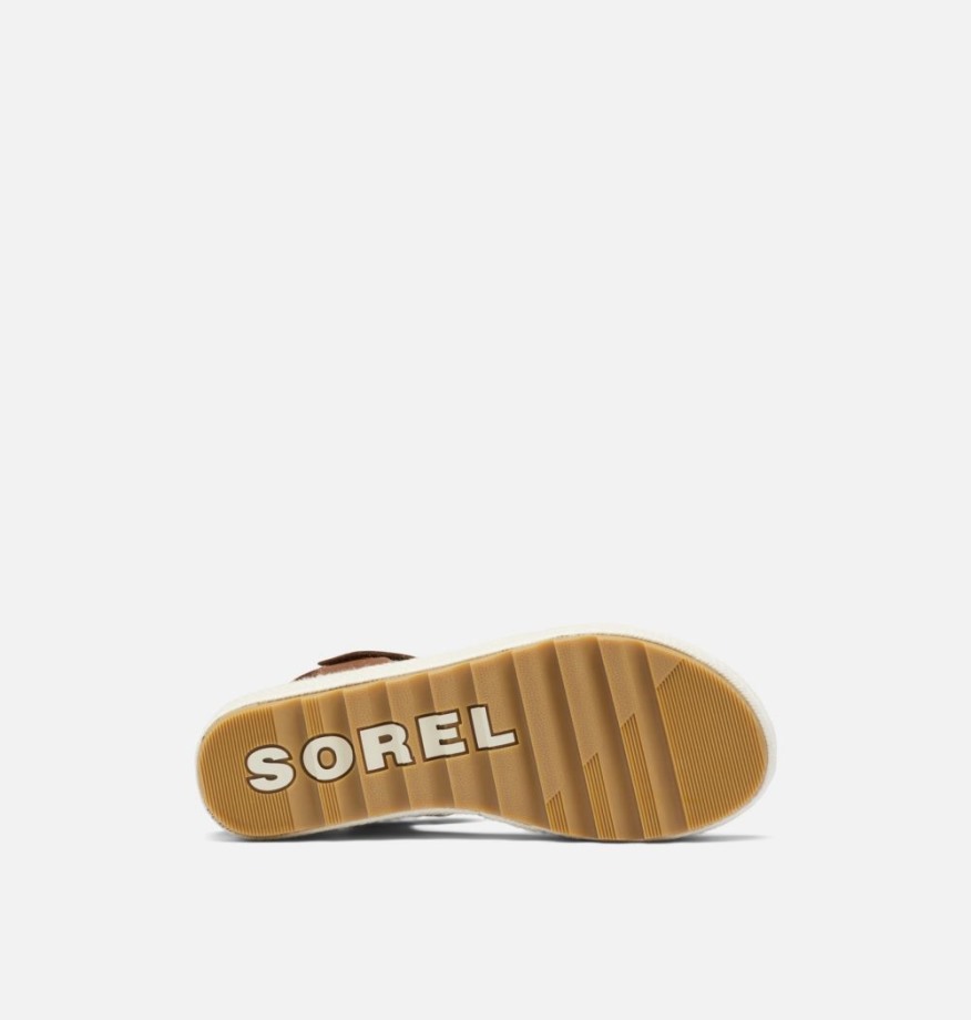 Sorel Belgique Velvet Tan-Chalk Sandales Compensées Cameron Pour Femmes