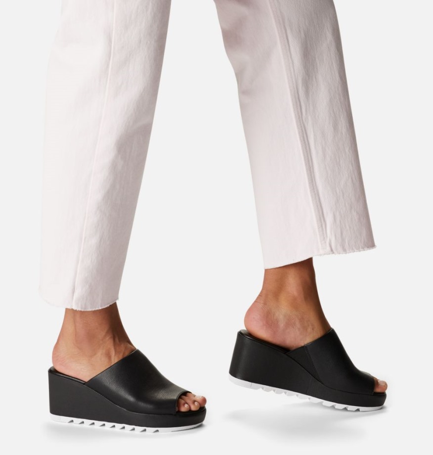 Sorel Belgique Sandale Cameron Compensée Femme Noir-blanc