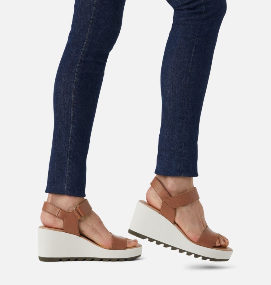 Sorel Belgique Sandale Compensée Cameron Pour Femme En Velours Beige