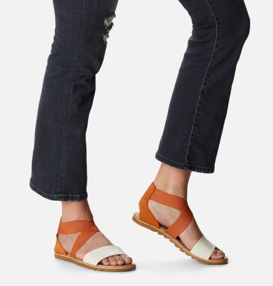 Desert Sun-chalk Sorel Belgique Sandale Plate Ella Ii Pour Femme