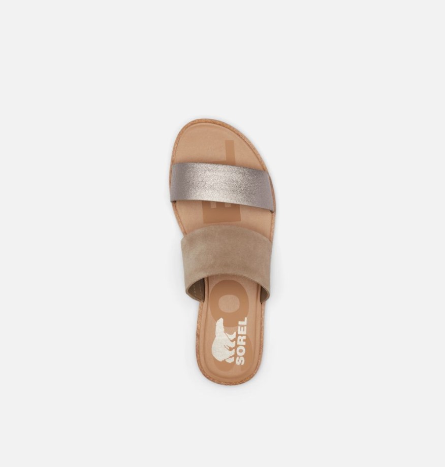 Sorel Belgique Sandale Ella Ii Slide Femme Marron Cendre-blanc