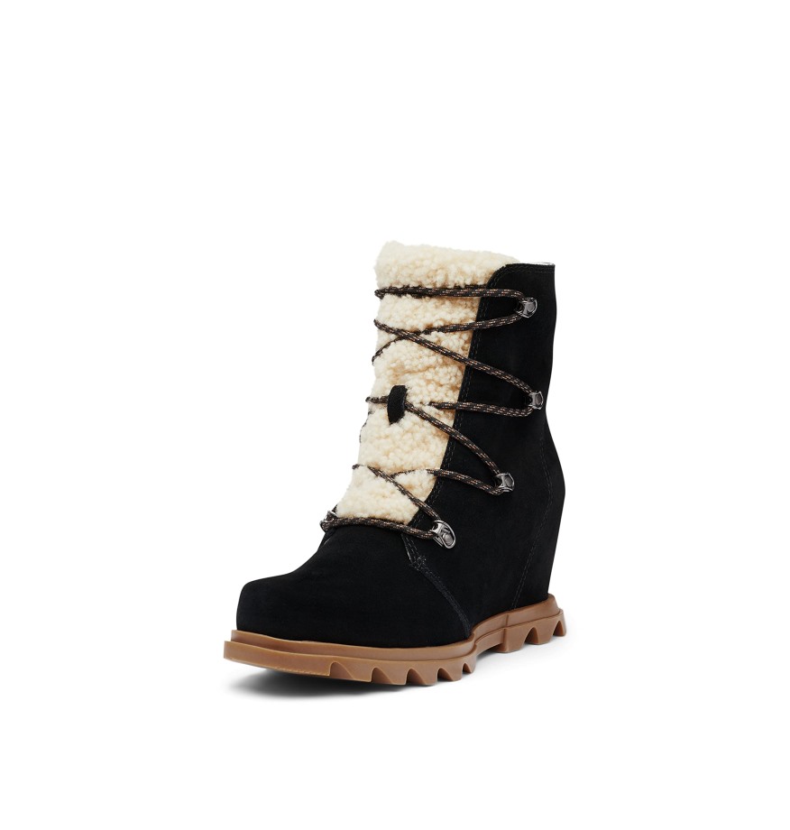 Joan Of Arctic Wedge Iii Lace Cosy Boot Pour Femme Noir-noir Sorel Belgique