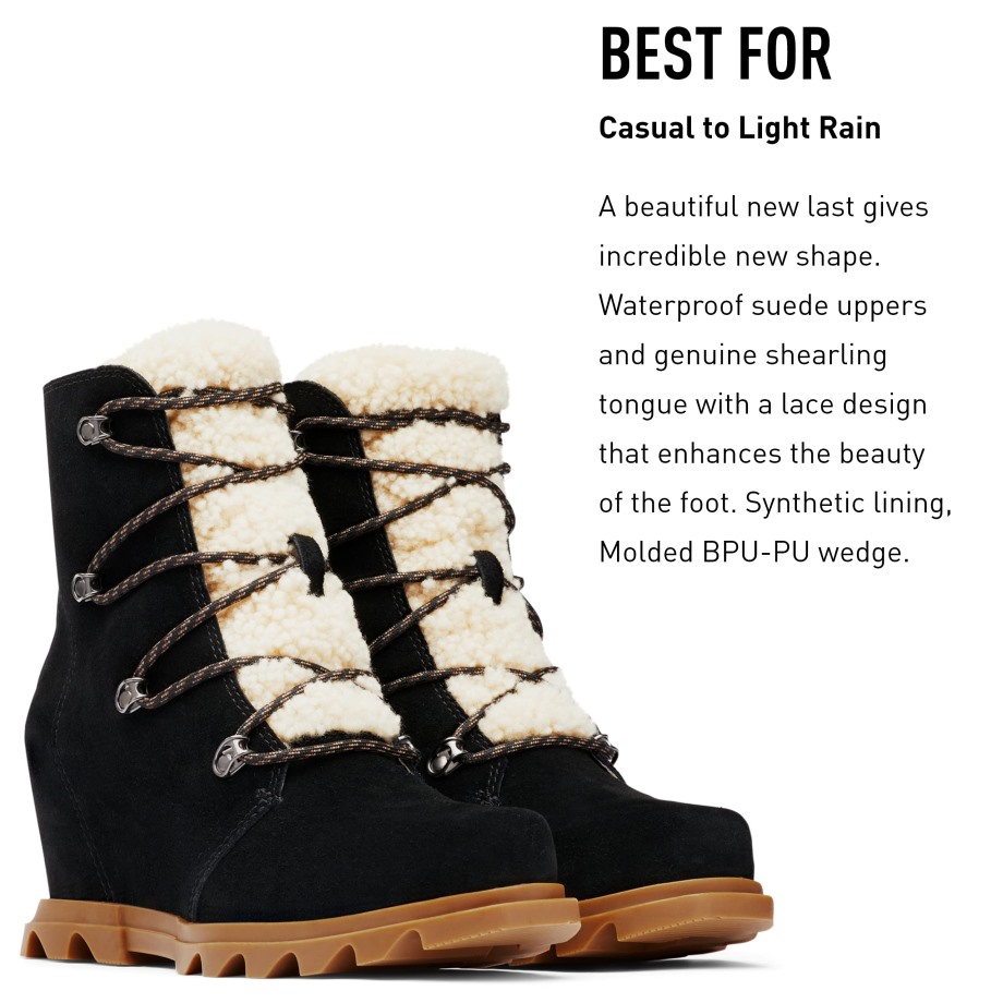 Joan Of Arctic Wedge Iii Lace Cosy Boot Pour Femme Noir-noir Sorel Belgique