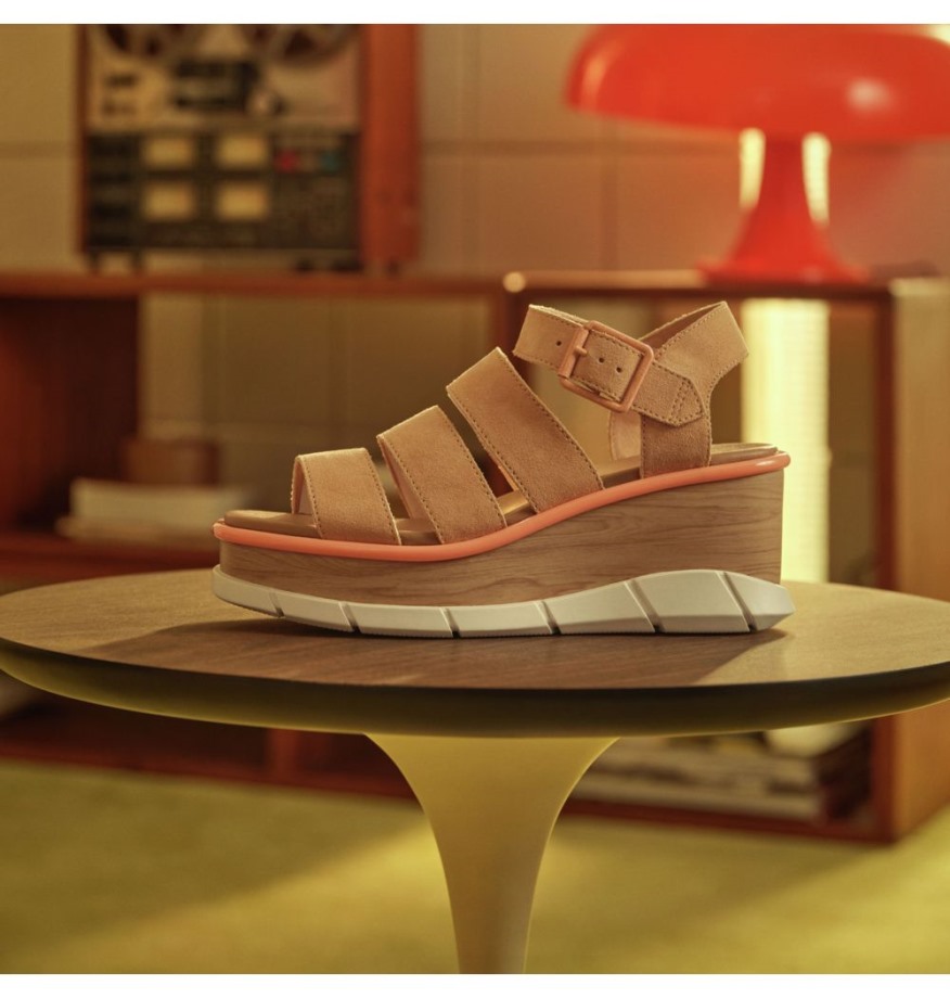 Sorel Belgique Sandale Compensée à Bride Cheville Joanie Iii Blanc Délavé Pour Femmes