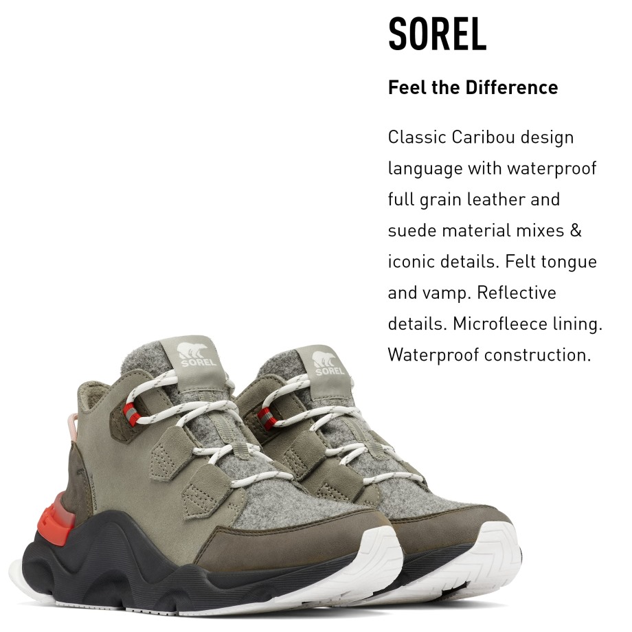 Botte Caribou Kinetic Rngd Femme Cuir Imperméable Hiver Sorel Bottes Gris Vert Toundra Alpine Sorel Belgique