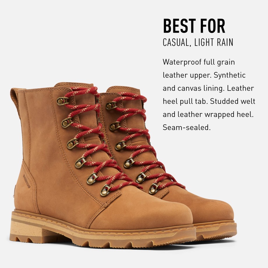 Botte à Lacets Lennox Femme Imperméable Velours Beige Sorel Belgique