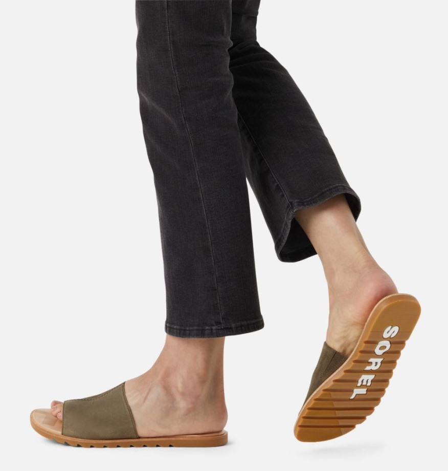 Sorel Belgique Tongs Ella Ii Pour Femme Vert Olive