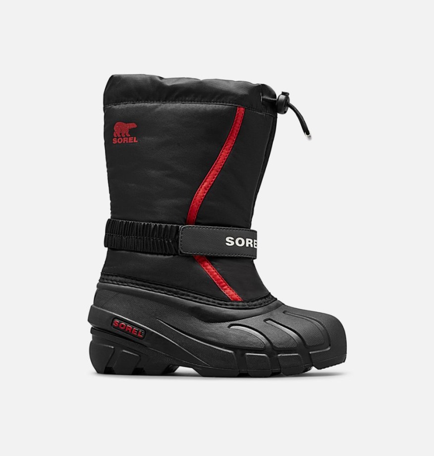 Sorel Belgique Jeunesse Flurry Boot Noir-rouge Vif