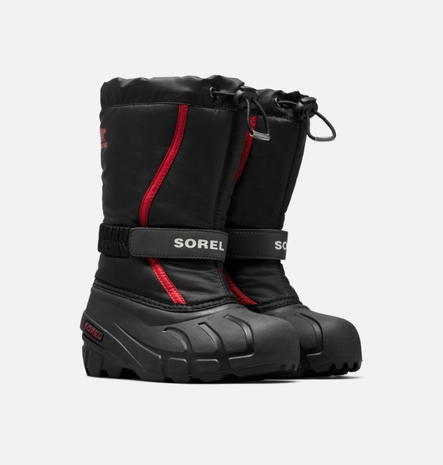 Sorel Belgique Jeunesse Flurry Boot Noir-rouge Vif
