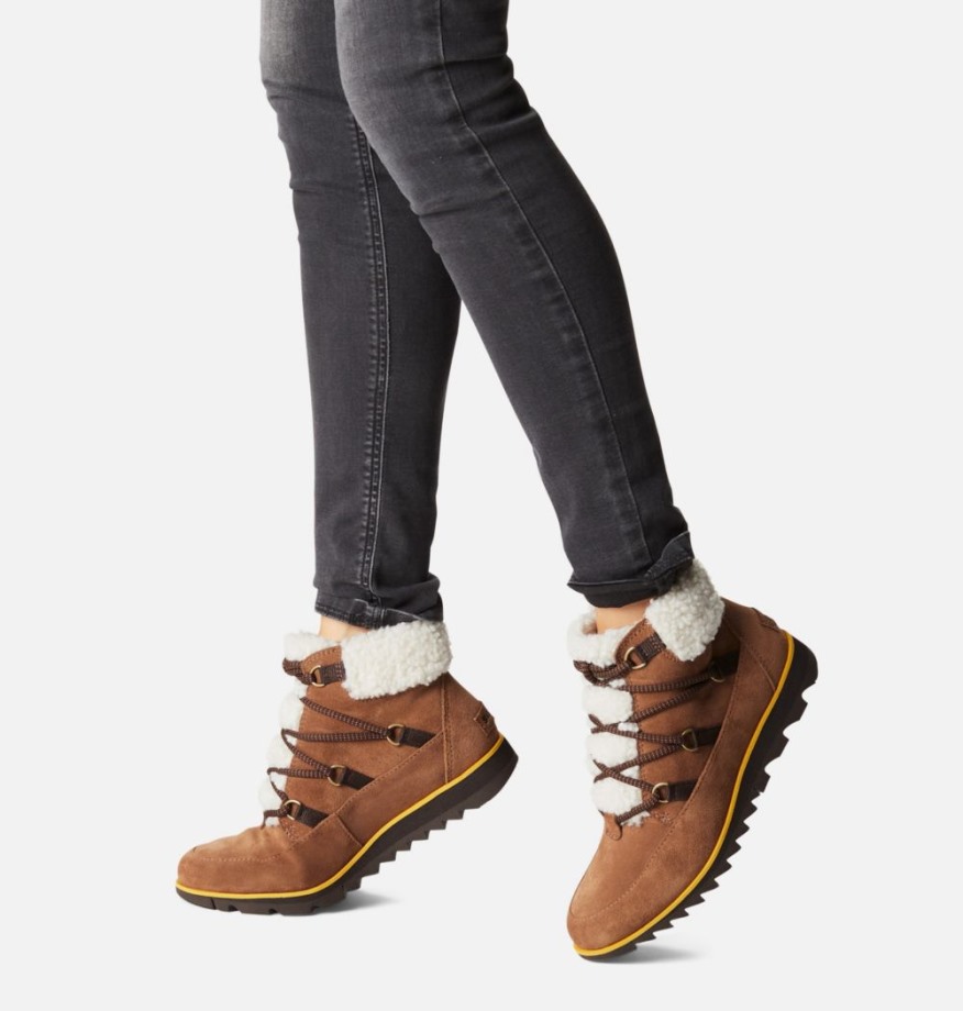 Bottines Harlow Lace Cosy Pour Femmes Sorel Belgique Velours Tan-marron Noirci