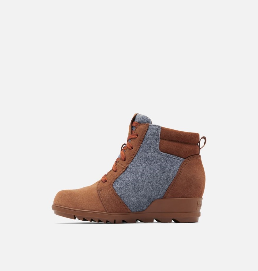 Sorel Belgique Evie Bottine à Lacets Pour Femmes Velours Brun Noirci