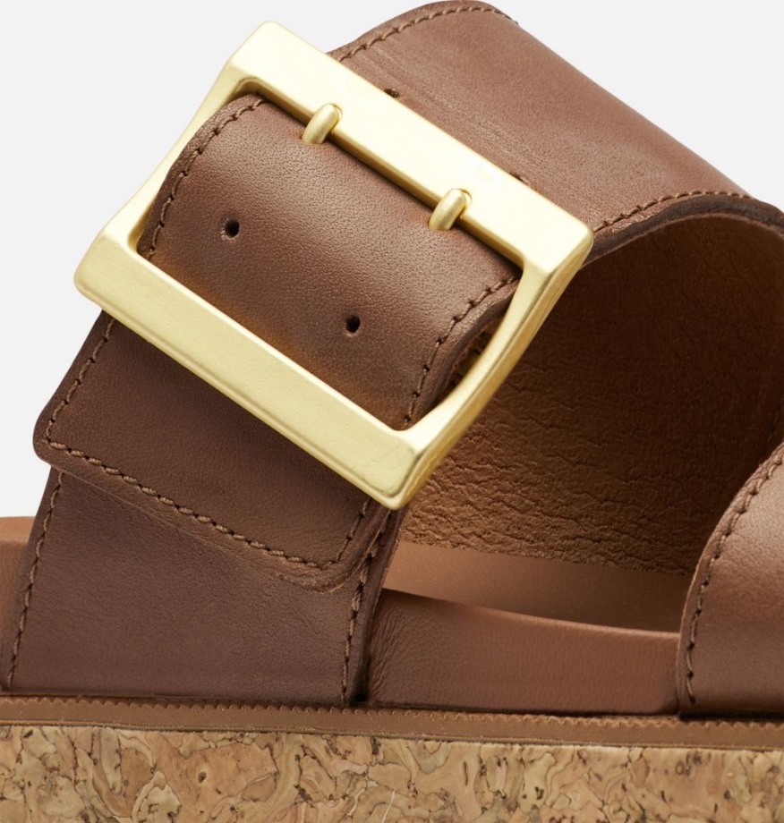 Sorel Belgique Sandale Roaming Boucle Slide Pour Femme Velours Tan-gum 2