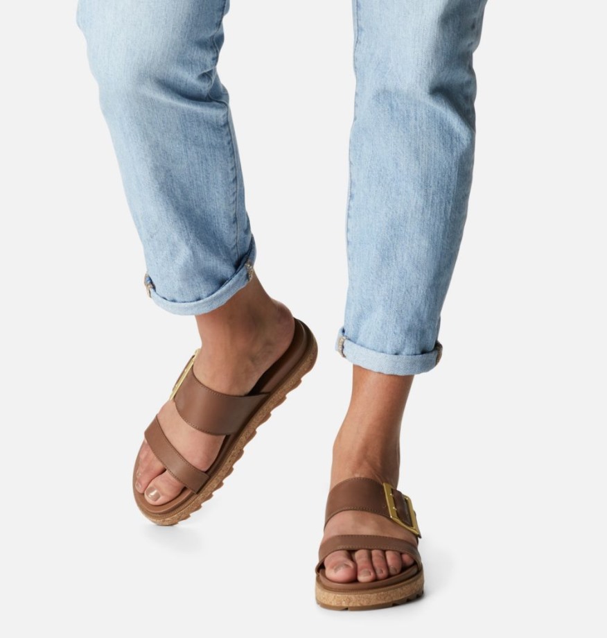 Sorel Belgique Sandale Roaming Boucle Slide Pour Femme Velours Tan-gum 2