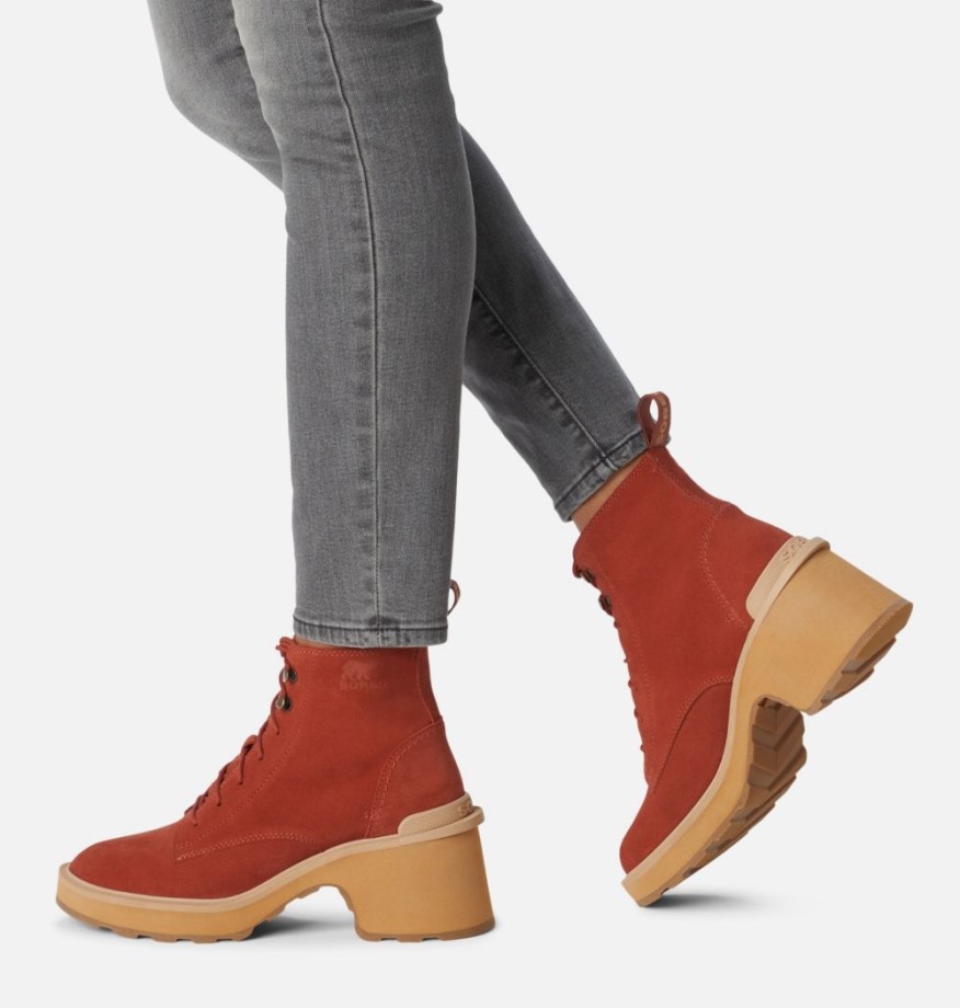 Sorel Belgique Botte Hi-line à Lacets Pour Femmes Warp Rouge-chauve Fauve