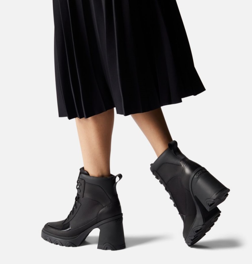 Noir-noir Sorel Belgique Bottines à Lacets Pour Femmes à Talon Brex