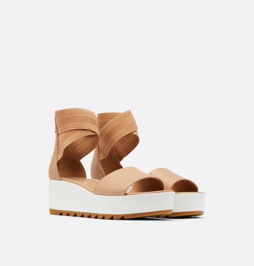 Cameron Sandales Compensées à Bride De Cheville à Plateforme Pour Femme Beige Honnête Sorel Belgique