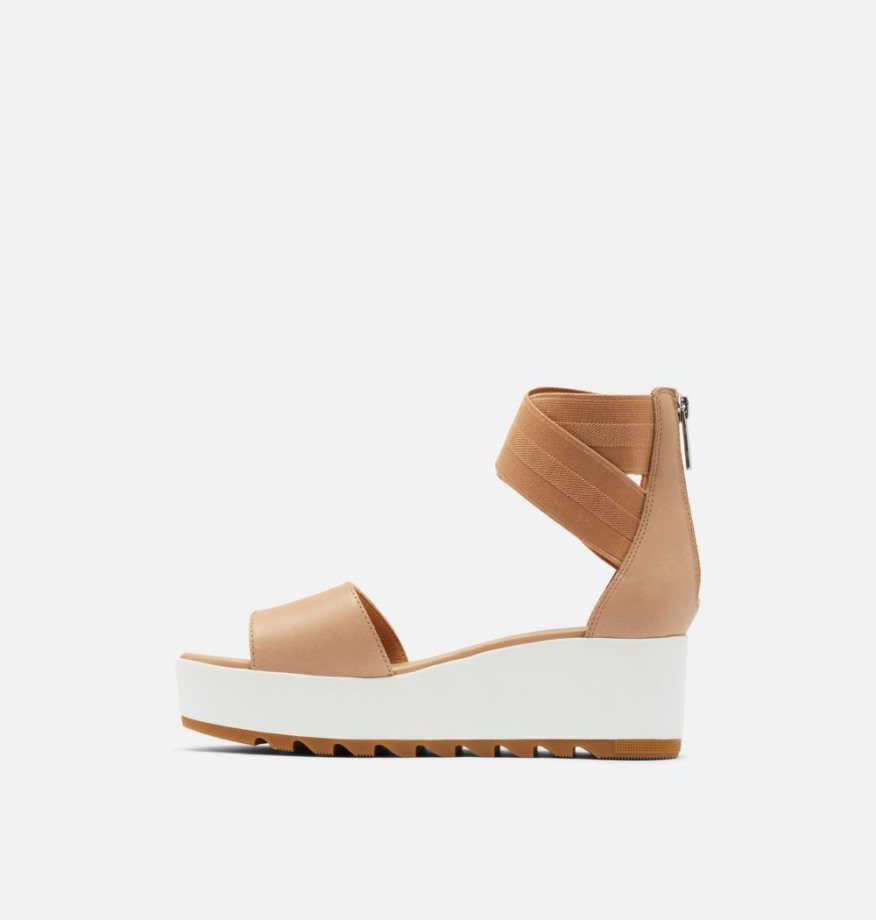Cameron Sandales Compensées à Bride De Cheville à Plateforme Pour Femme Beige Honnête Sorel Belgique