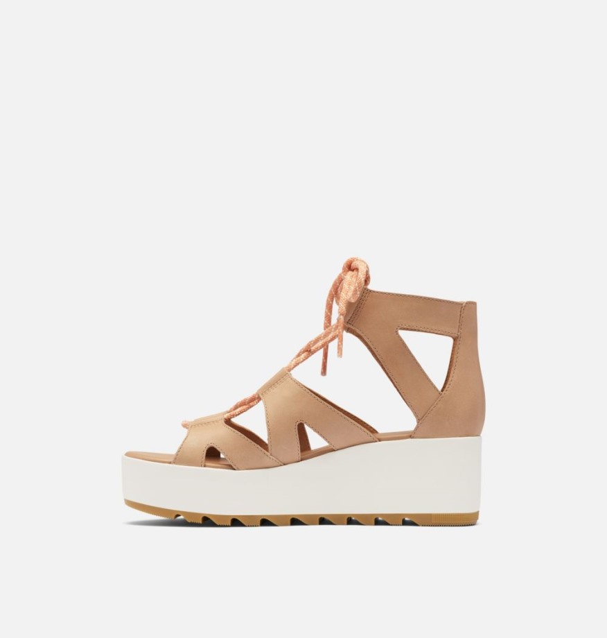 Honest Beige-gum 17 Sorel Belgique Cameron Sandales Compensées En Dentelle Pour Femmes