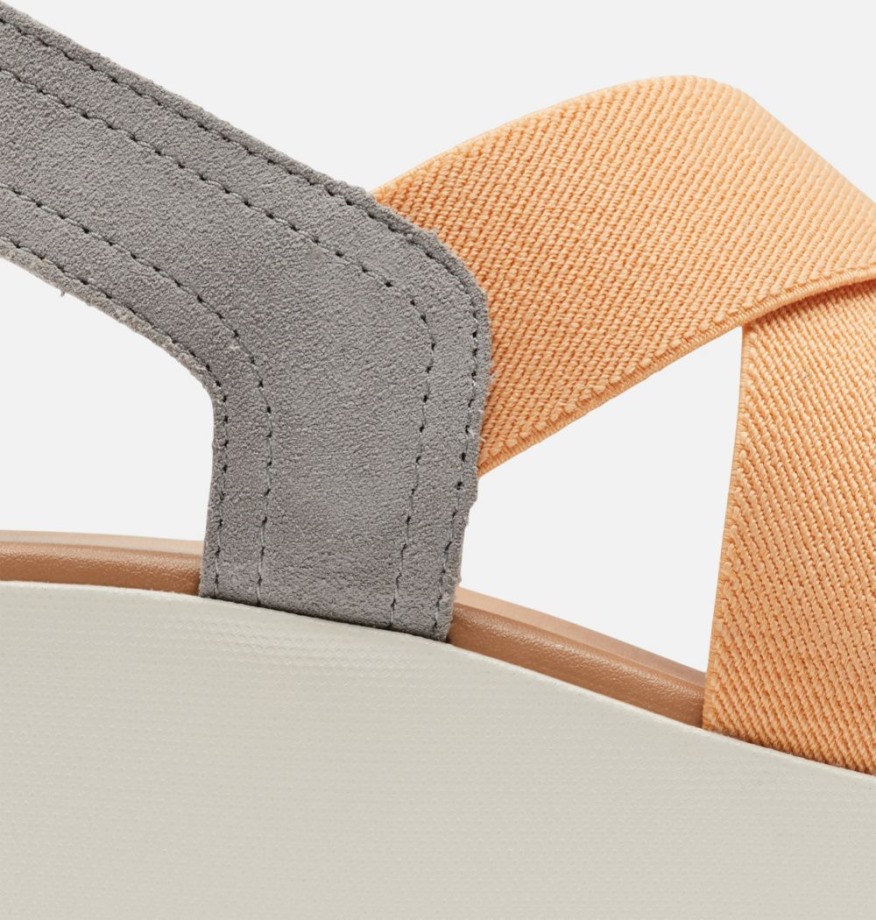 Sorel Belgique Cameron Sandales Compensées à Plateforme Et Bride Arrière Chrome Gris Craie Pour Femmes