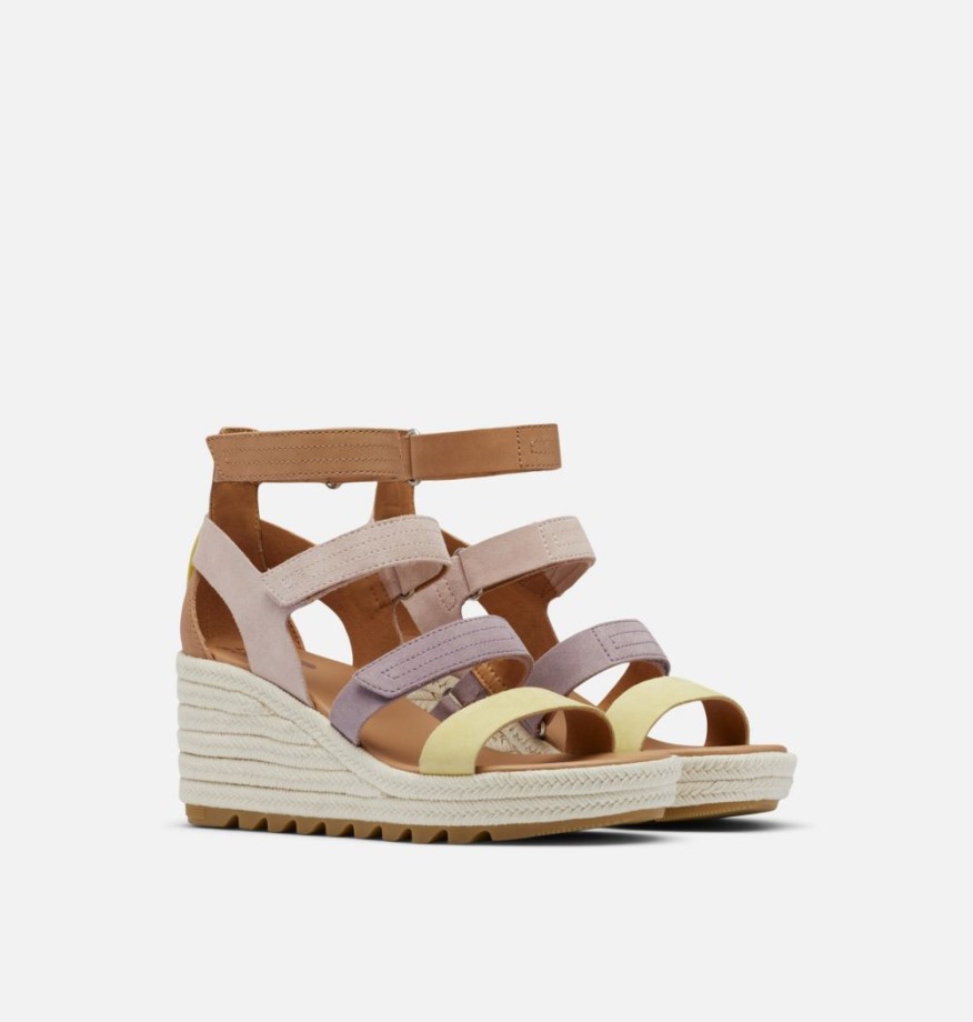 Sandale Compensée Multi-brides Cameron Femme Schiste Mauve-sel De Mer Sorel Belgique