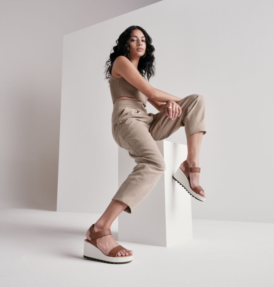 Sorel Belgique Cameron Cameron Wedge Sandale En Cuir Pour Femmes