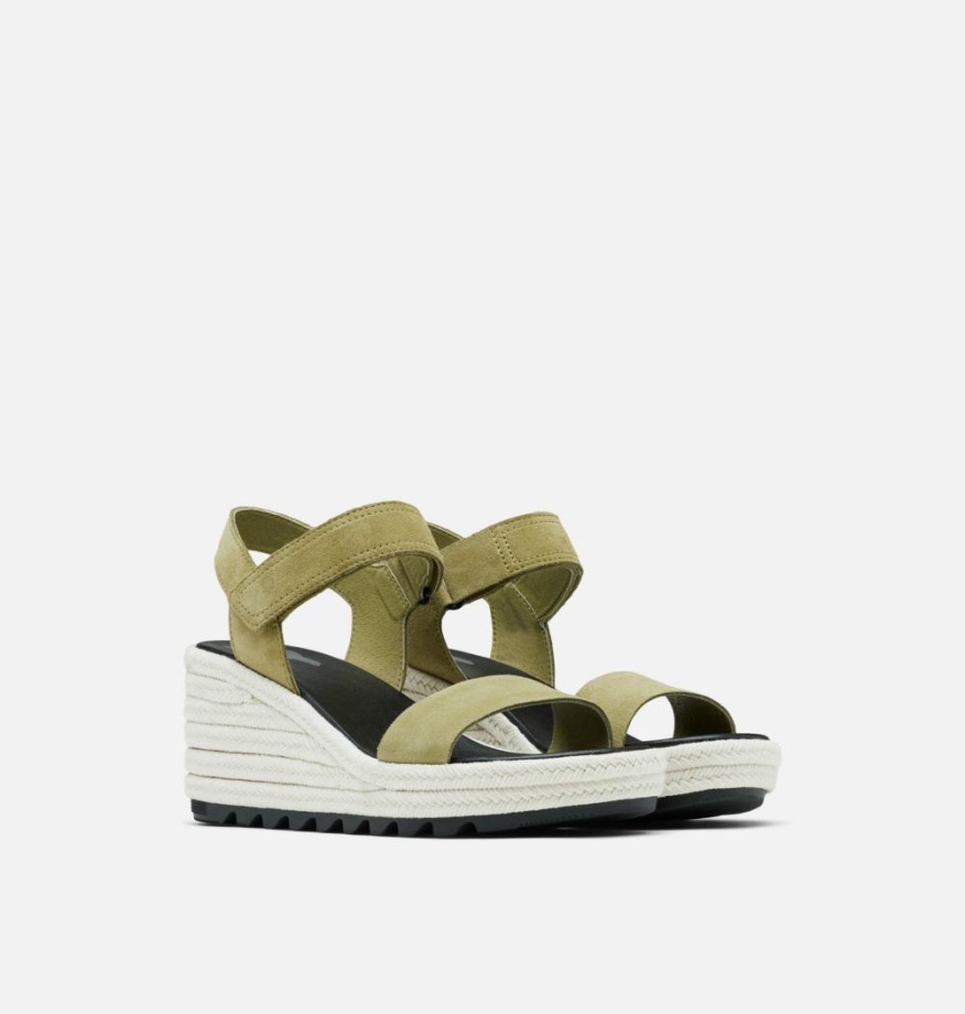 Sandale Compensée Cameron Femme Olive Shade-sea Salt Sorel Belgique