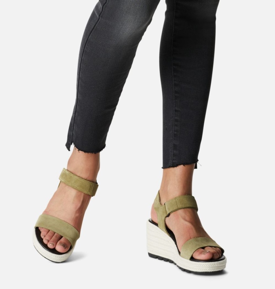 Sandale Compensée Cameron Femme Olive Shade-sea Salt Sorel Belgique