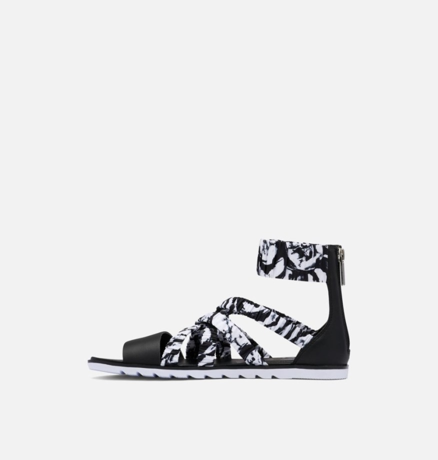 Sandale à Bride Cheville Ella Ii Sorel Belgique Blanc-noir Femme