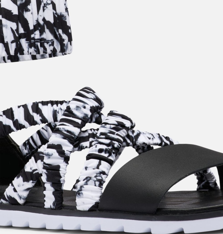 Sandale à Bride Cheville Ella Ii Sorel Belgique Blanc-noir Femme