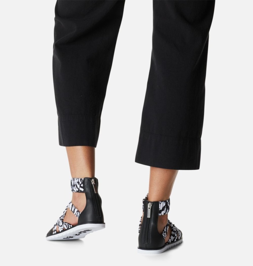 Sandale à Bride Cheville Ella Ii Sorel Belgique Blanc-noir Femme