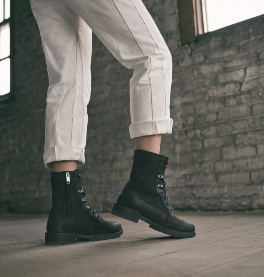 Botte Haute Imperméable à Lacets Emelie Ii Pour Femme Noir-noir Sorel Belgique