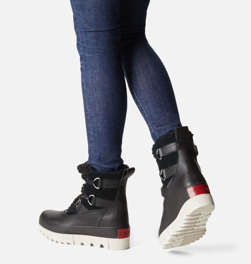 Sorel Belgique Bottes D'hiver Joan Of Arctic Next Lite En Peau De Mouton Fauve Noir Pour Femmes