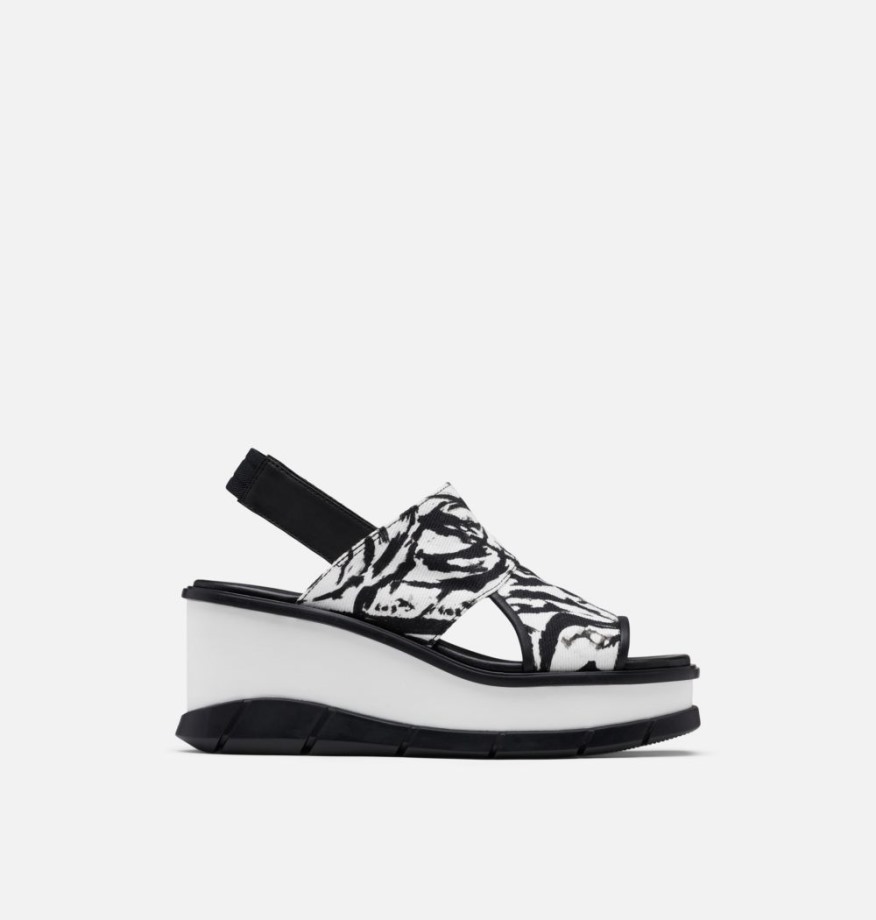 Sandale Compensée à Bride Arrière Joanie Iii Femme Blanc-noir Sorel Belgique