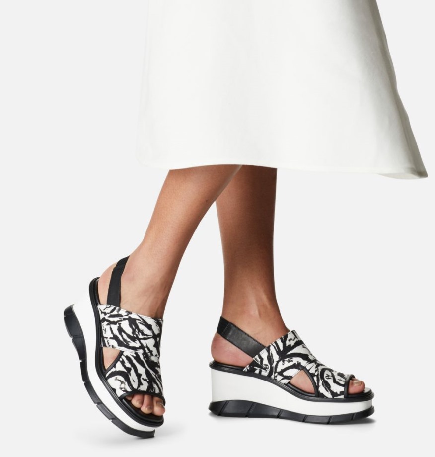 Sandale Compensée à Bride Arrière Joanie Iii Femme Blanc-noir Sorel Belgique