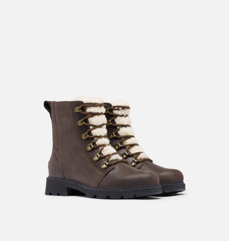 Sorel Belgique Marron Noirci Lennox Lacet Cosy Boot Pour Femme