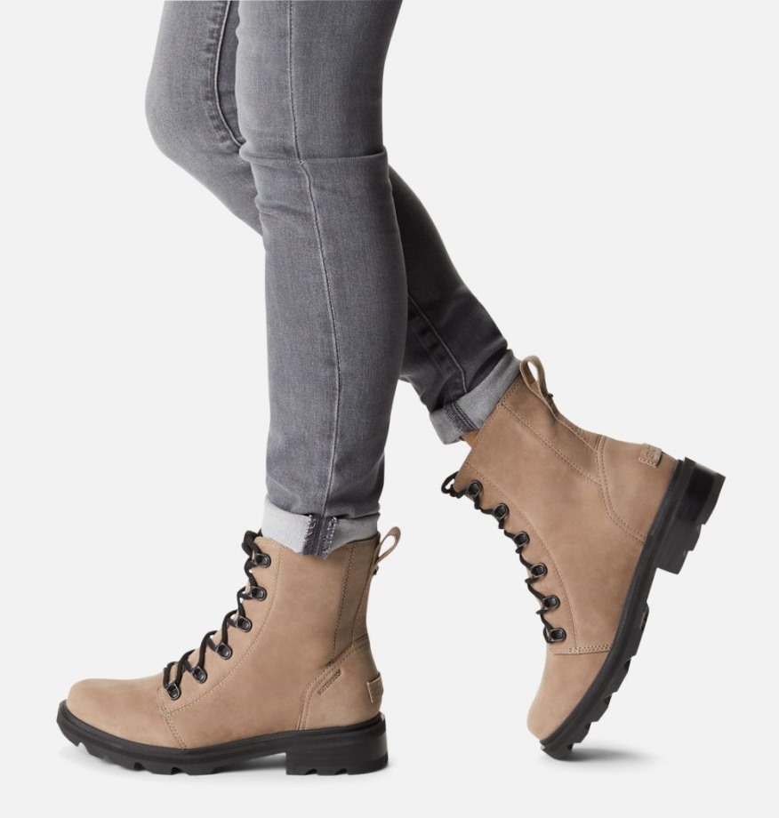 Botte Imperméable à Lacets Lennox Femme Omega Taupe-noir Sorel Belgique