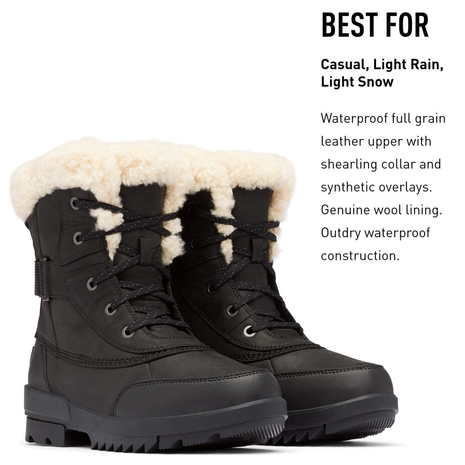 Black Sea Salt Sorel Belgique Femmes Tivoli Iv Parc Botte Cuir Imperméable Hiver Sorel Bottes