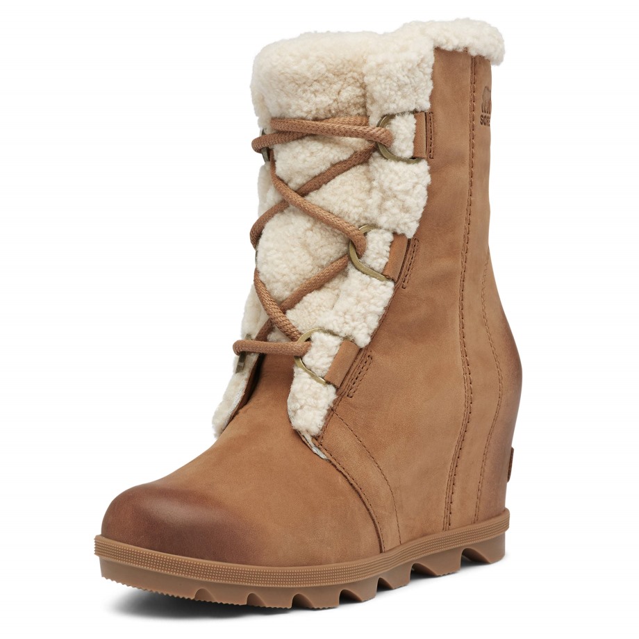 Velours Beige Sorel Belgique Femmes Joan Of Arctic Wedge Ii Shearling Talon Compensé Cheville Sorel Bottes