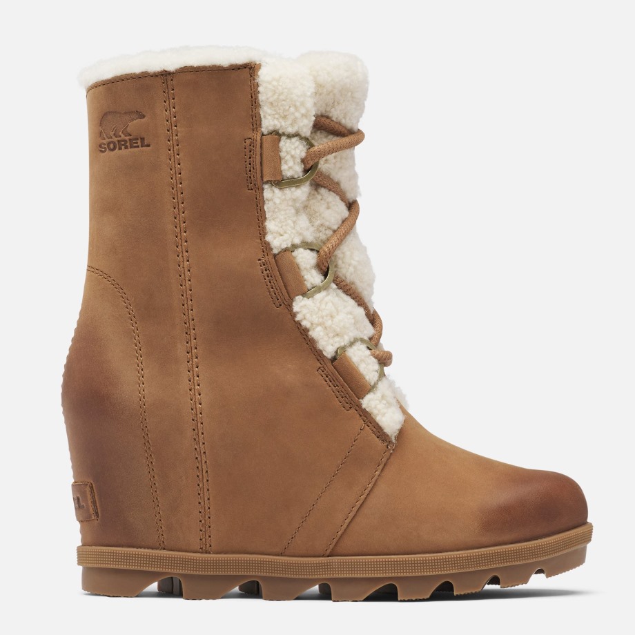 Velours Beige Sorel Belgique Femmes Joan Of Arctic Wedge Ii Shearling Talon Compensé Cheville Sorel Bottes
