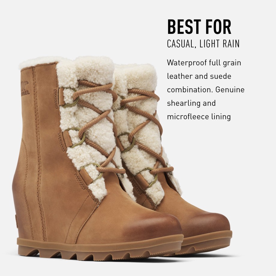 Velours Beige Sorel Belgique Femmes Joan Of Arctic Wedge Ii Shearling Talon Compensé Cheville Sorel Bottes