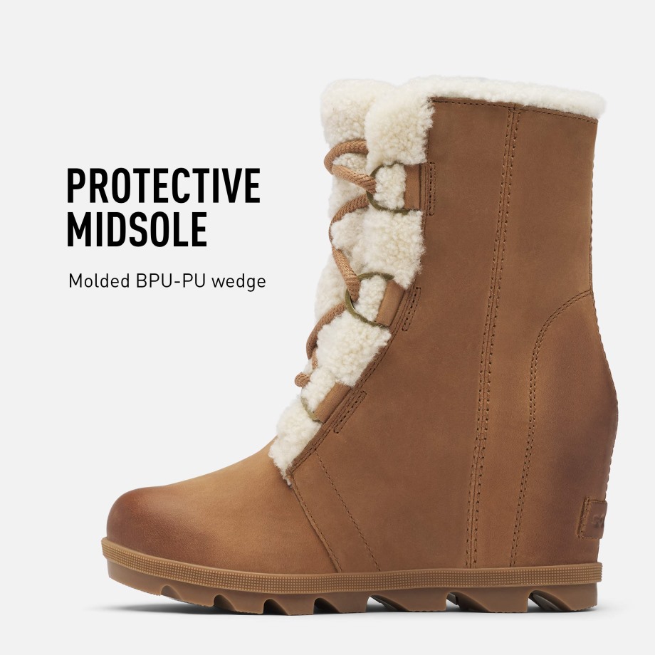 Velours Beige Sorel Belgique Femmes Joan Of Arctic Wedge Ii Shearling Talon Compensé Cheville Sorel Bottes