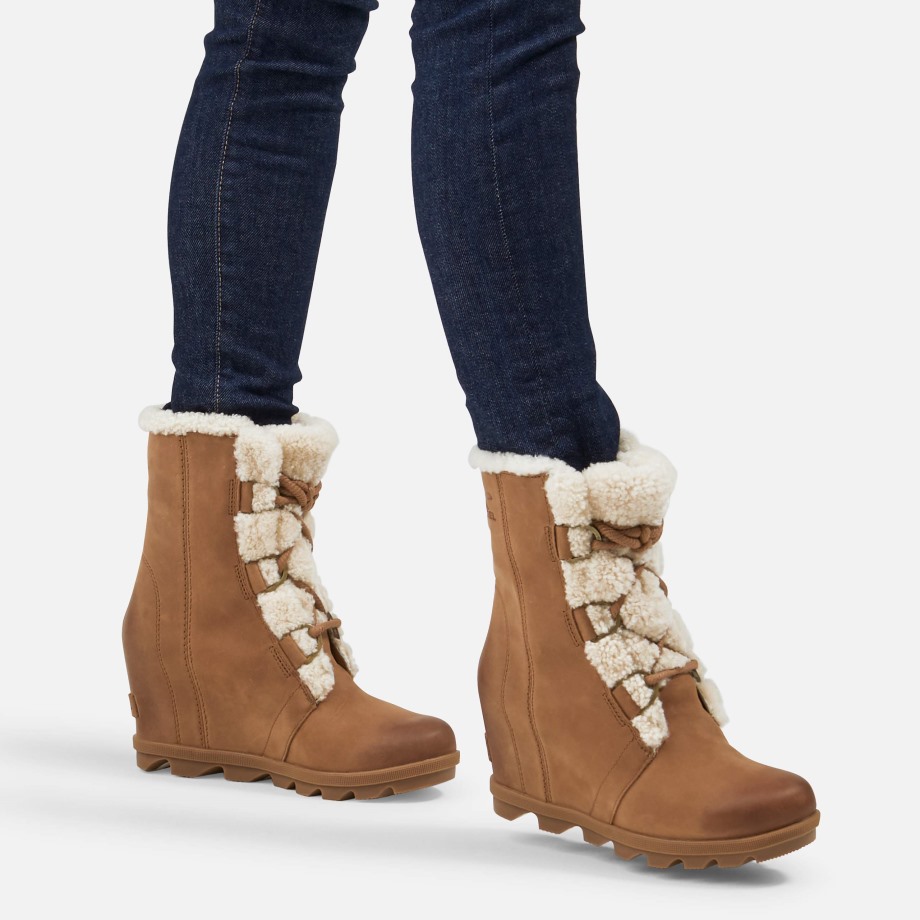 Velours Beige Sorel Belgique Femmes Joan Of Arctic Wedge Ii Shearling Talon Compensé Cheville Sorel Bottes